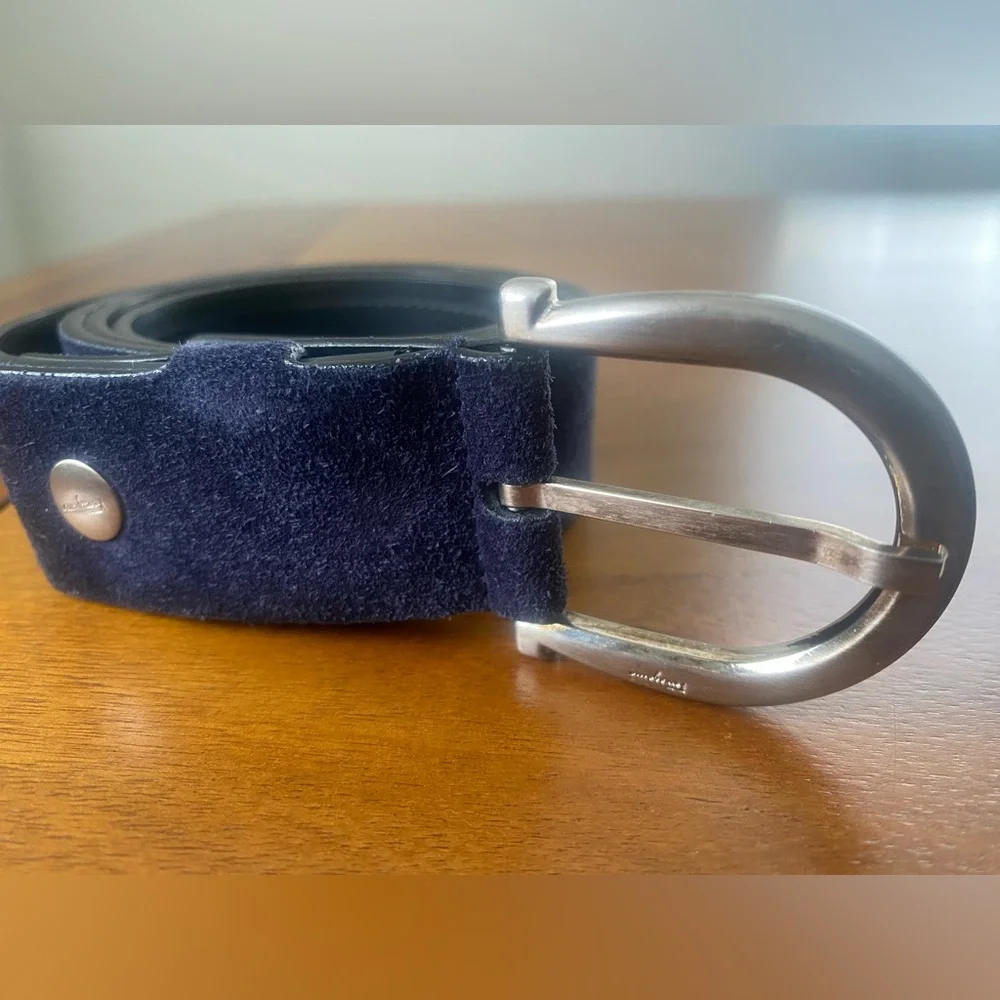 Salvatore Ferragamo Navy Blue Suede Belt Classic Design